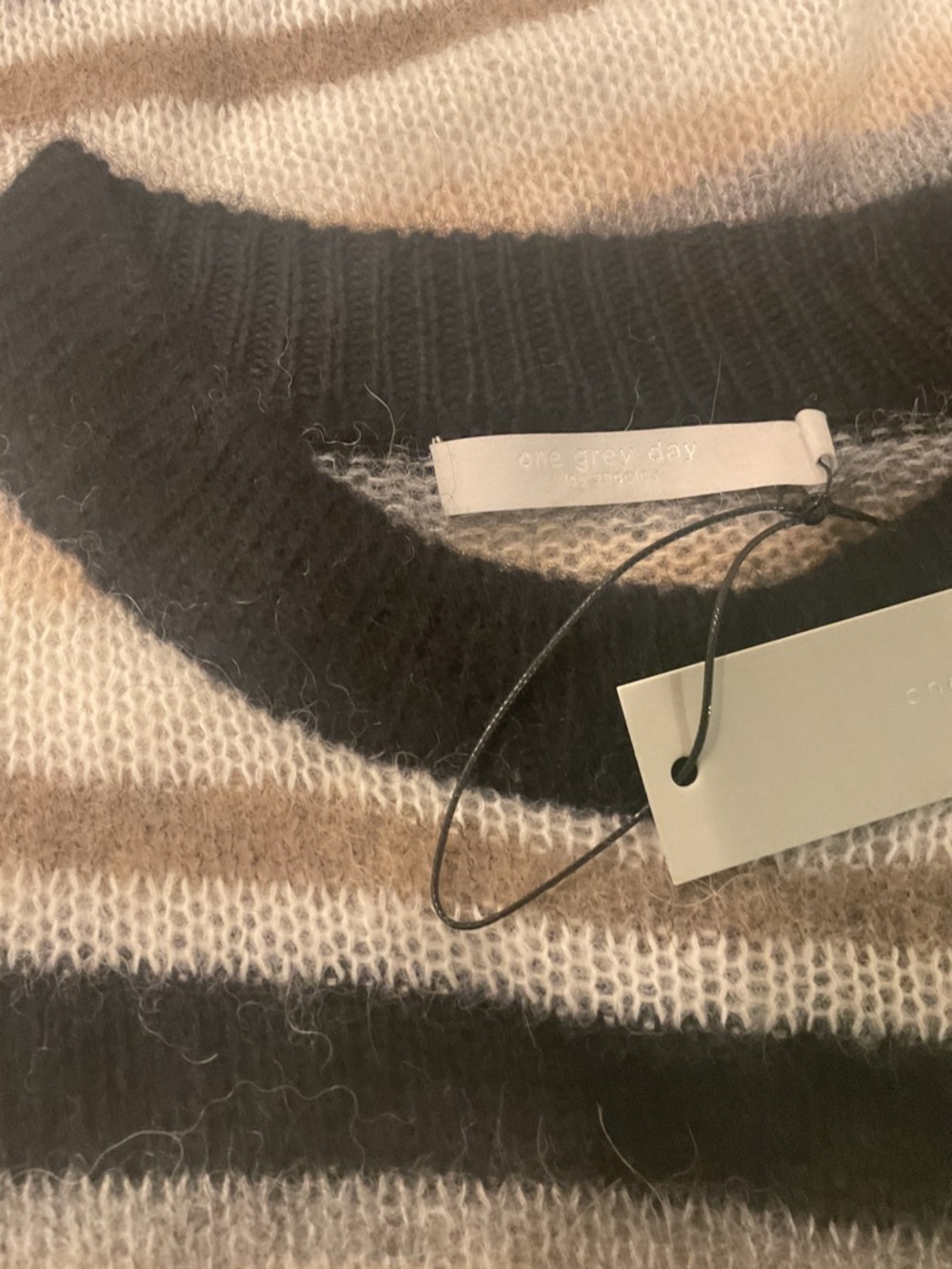 One Grey Day Alpaca/Merino Wool Striped Sweater - Picture 8 of 10